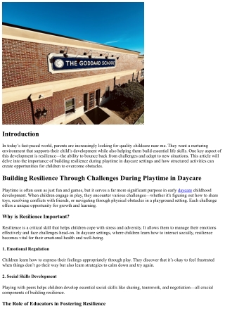 “Building Resilience Through Challenges During Playtime in Daycare”