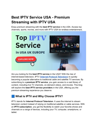 Best IPTV Service USA - Premium Streaming with IPTV USA