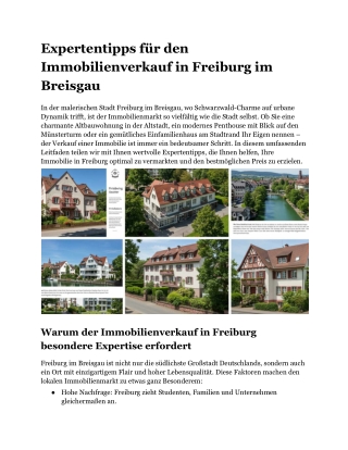 Expertentipps für den Immobilienverkauf in Freiburg im Breisgau