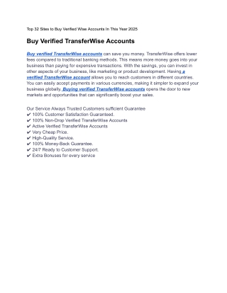 Top 32 Sites to Buy Verified Wise Accounts In This Year 2025