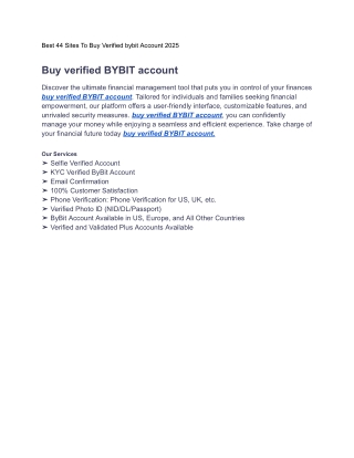 Best 44 Sites To Buy Verified bybit Account 2025