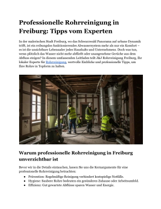 Professionelle Rohrreinigung in Freiburg_ Tipps vom Experten