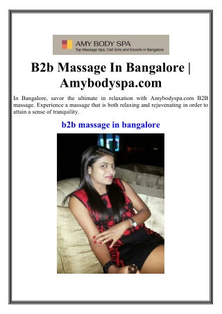 B2b Massage In Bangalore | Amybodyspa.com