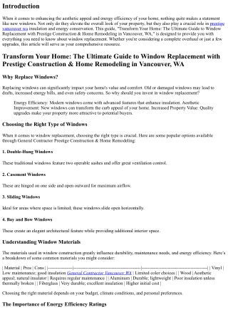 Transform Your Home: The Ultimate Guide to Window Replacement with Prestige Cons