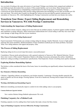 Transform Your Home: Expert Siding Replacement and Remodeling Services in Vancou