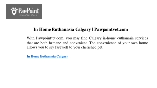 In Home Euthanasia Calgary  Pawpointvet.com