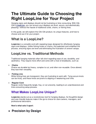 The Ultimate Guide to Choosing the Right LoopLine for Your Project