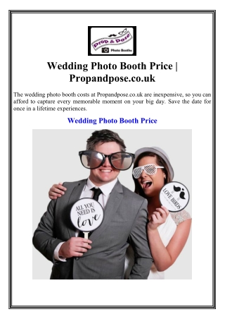 Wedding Photo Booth Price | Propandpose.co.uk