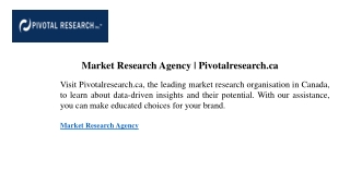 Market Research Agency Pivotalresearch.ca