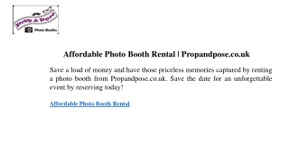 Affordable Photo Booth Rental Propandpose.co.uk