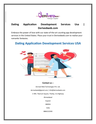 Dating Application Development Services Usa  Derivedweb.com