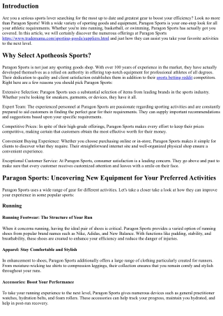 Paragon Sports: Finding New Equipment for Your Fave Activities