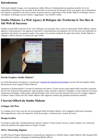 Studio Makoto: La Web Agency di Bologna che Trasforma le Tue Idee in Siti Web di