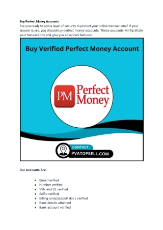 Best site to Buy Perfect Money Accounts