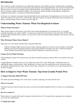 Just how to Boost Your Water Stress: Tips from Grande Prairie Pros