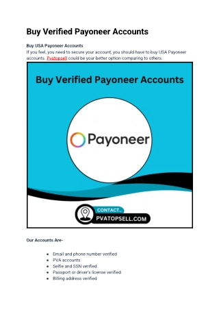 Buy Verified Payoneer Accounts in our website in 2026