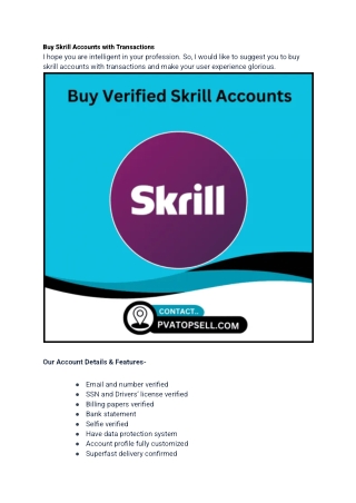 Buy Skrill Accounts with Transactions in our website in 2025