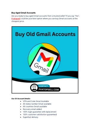 Buy Aged Gmail Accounts in our website Pvatopsell