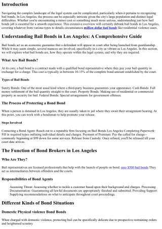 Understanding Bail Bonds in Los Angeles: A Comprehensive Guide