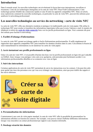 Les nouvelles technologies au service du networking : carte de visite NFC