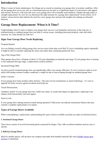 Garage Door Replacement: When is it Time?