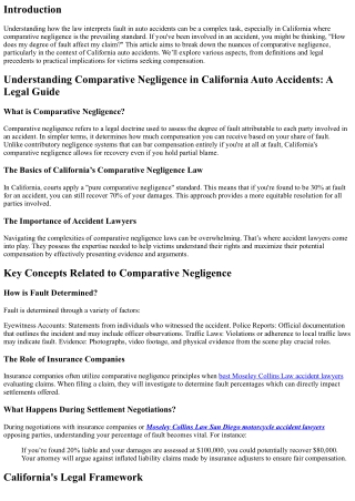 Understanding Comparative Negligence in California Auto Accidents: A Legal Guide