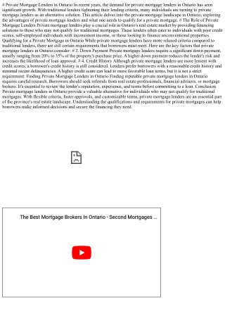 Private Mortgage Lenders in Ontario