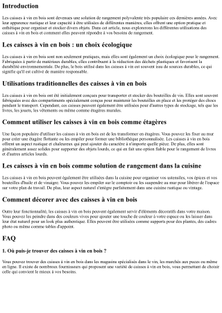 Les caisses à vin en bois comme solution de rangement polyvalente