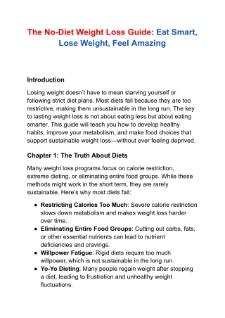 The No Diet Weight Loss Guide Eat Smart Lose Weight Feel Amazing