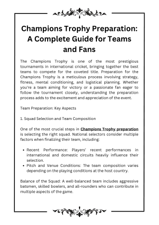 Champions Trophy Preparation A Complete Guide for Teams and Fans