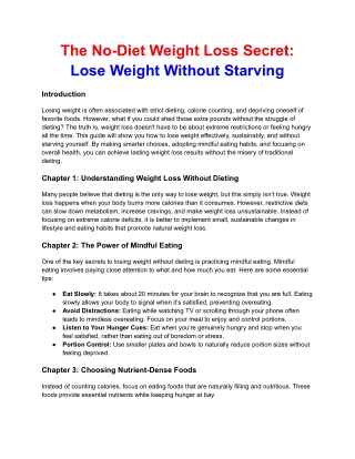 The No-Diet Weight Loss Secret