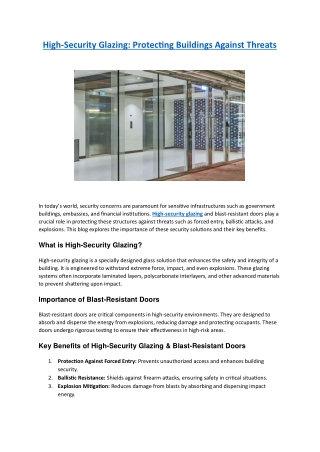 High-Security Glazing Protecting Buildings Against Threats