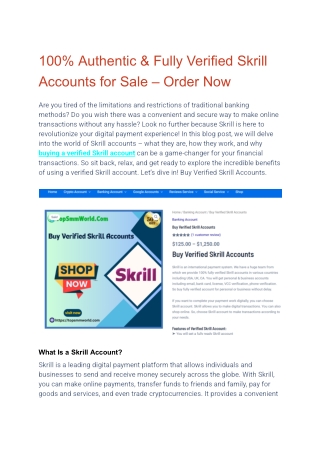 100% Authentic & Fully Verified Skrill Accounts for Sale – Order Now