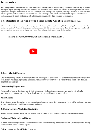 The Benefits of Working with a Real Estate Agent in Scottsdale, AZ