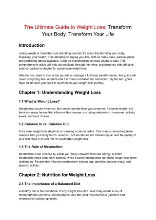 The Ultimate Guide to Weight Loss: Transform Your Body, Transform Your Life