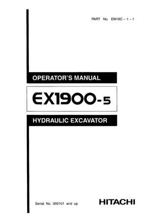 HITACHI EX1900-5 HYDRAULIC EXCAVATOR Operator Manual Instant Download