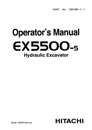 HITACHI EX5500-5 HYDRAULIC EXCAVATOR Operator Manual Instant Download (Serial No.  000501 and up)