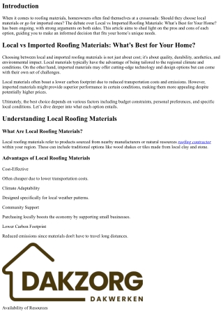 “Local vs Imported Roofing Materials: What’s Best for Your Home?”