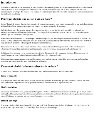 Comment protéger vos bouteilles de vin avec une caisse à vin en bois