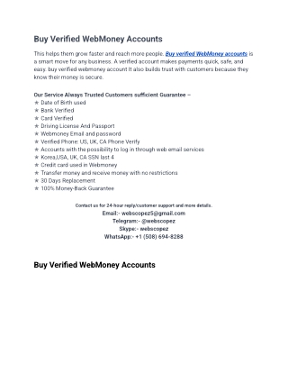 Buy Verified WebMoney Accounts