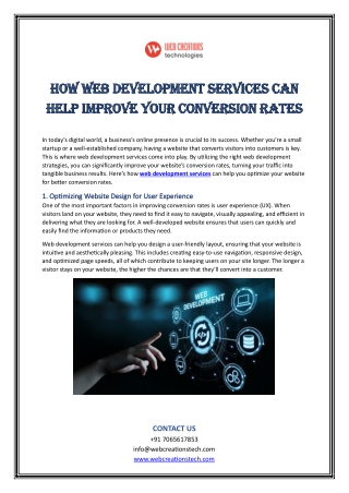 How Web Development Services Can Help Improve Your Conversion Rates