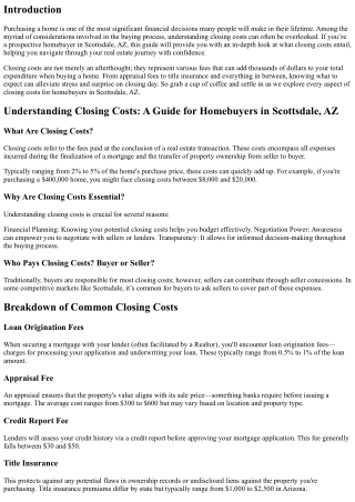 Understanding Closing Costs: A Guide for Homebuyers in Scottsdale, AZ