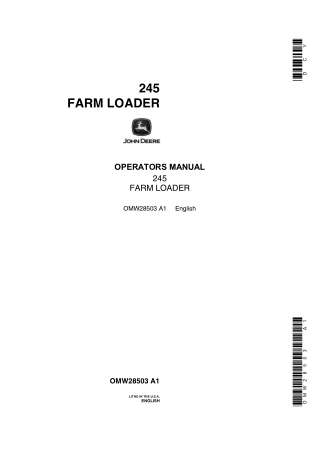 John Deere 245 Farm Loader Operator’s Manual Instant Download (Publication No.OMW28503)