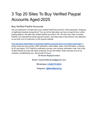 3 Top 20 Sites To Buy Verified Paypal Accounts Aged-2025