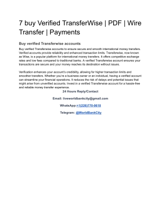 7 buy Verified TransferWise _ PDF _ Wire Transfer _ Payments