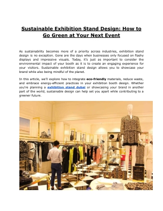 Sustainable Exhibition Stand Design_ How to Go Green at Your Next Event