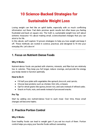 10 Science-Backed Strategies for Sustainable Weight Loss