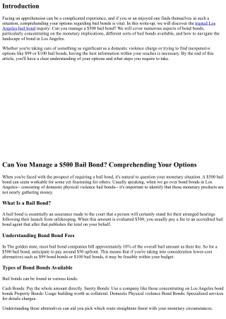 Can You Manage a $500 Bail Bond? Comprehending Your Choices