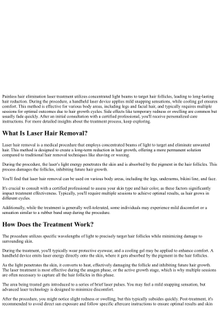 Painless Hair Elimination Laser Treatment