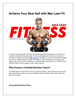 Achieve Your Best Self with Max Lean Fit